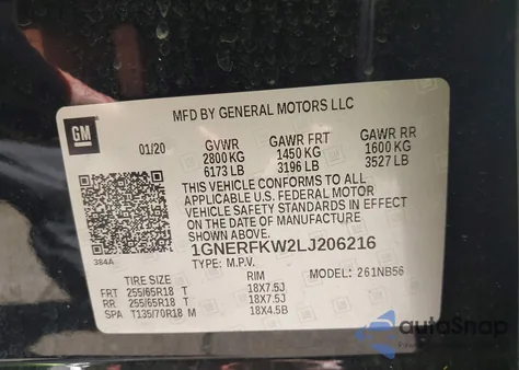 2020 Chevrolet Traverse Fwd Ls from USA, damaged, VIN 1GNERFKW2LJ206216